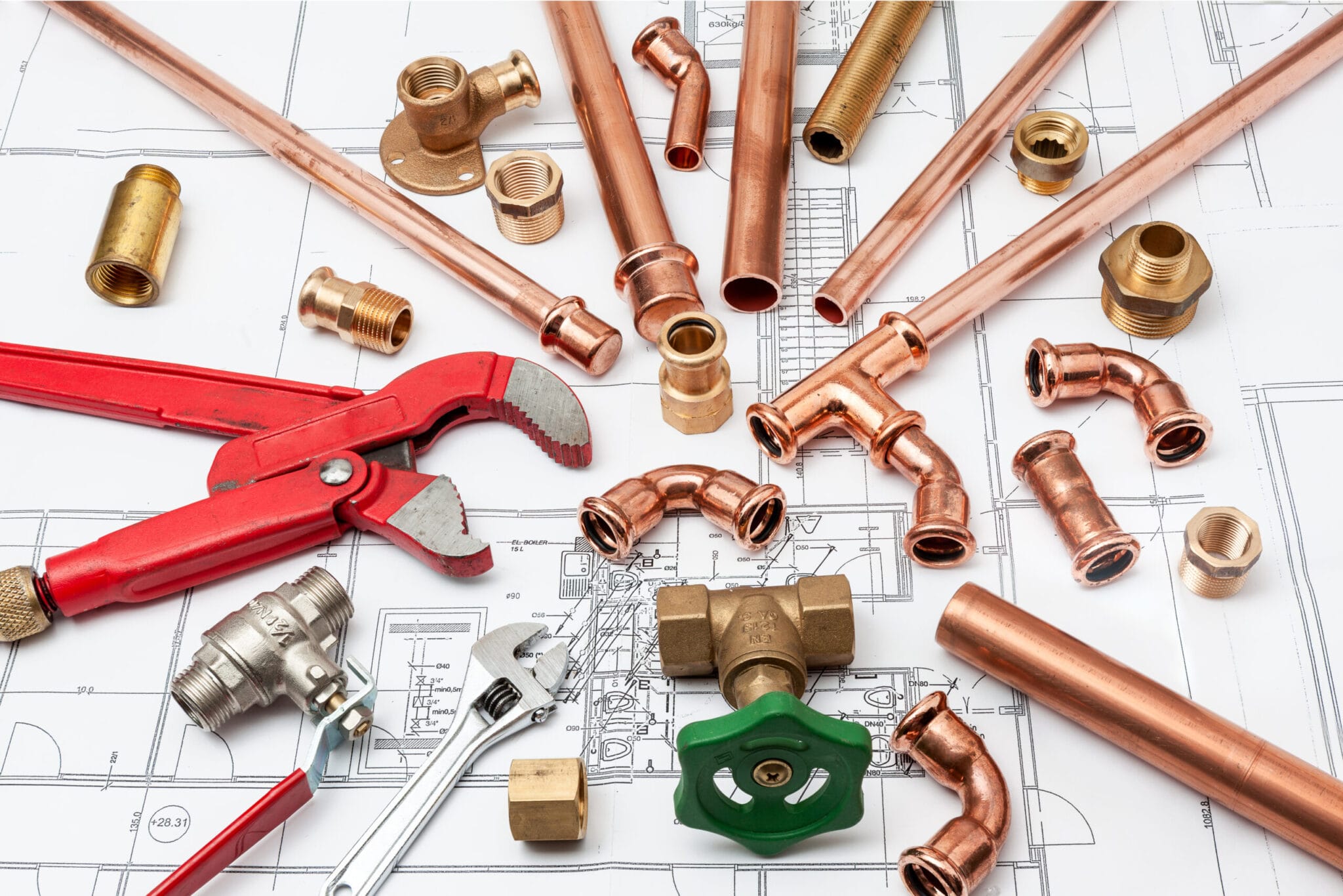 Copper pipe fittings and plumbing parts for Santa Cruz, California repairs
